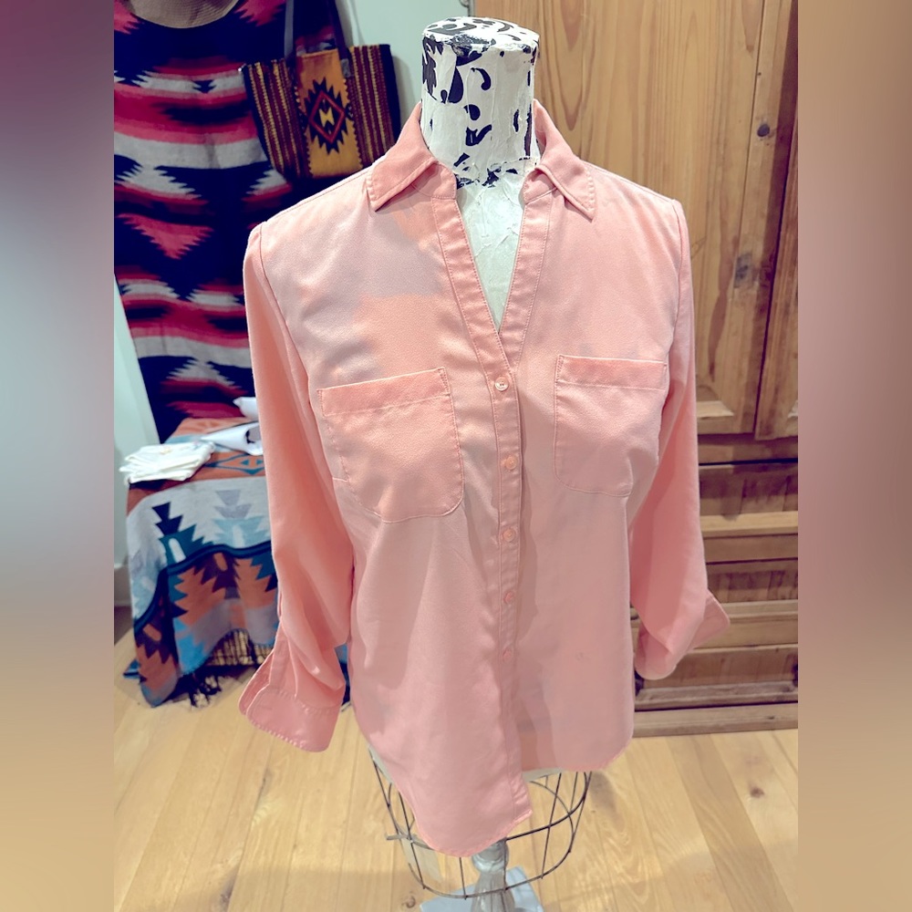 Talbots Silk Blouse, Soft Pink, Size Petite Small